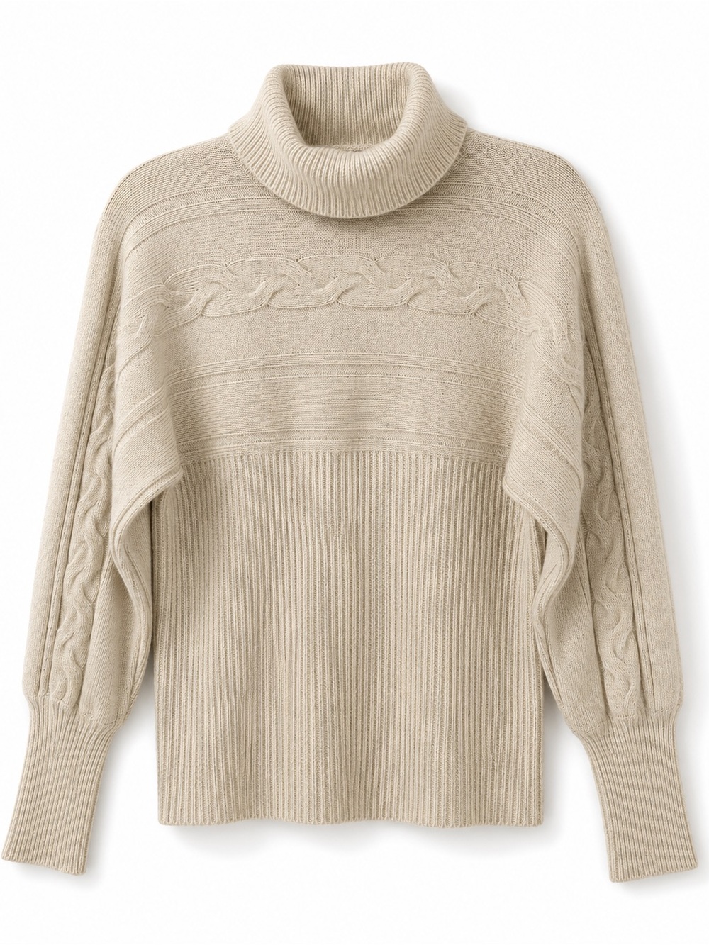 JOA just one answer puffy sleeves cream colored cable knit sweater size small